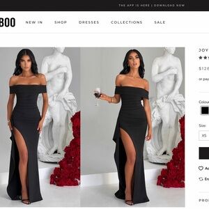 Black Off-Shoulder Slit Gown for Wedding Guest